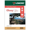 Фотобумага глянцевая, А4, 220 г/м2, двусторонняя, 50 листов, LOMOND,