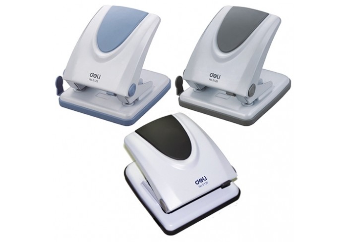 Дырокол до  35 листов с линейкой металлический, ассорти, 0126 Deli