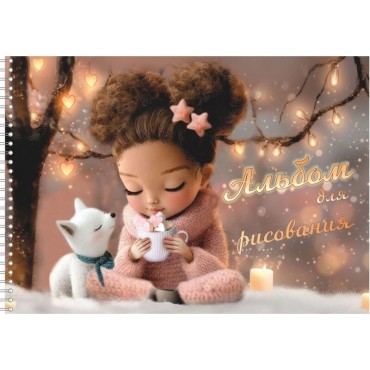 Альбом для рисования 40 л. на гребне Кукла с питомцем, выб. уф-лак, блок-офсет 100 г/м