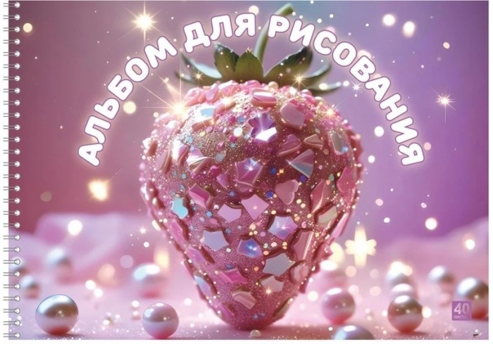 Альбом для рисования 40 л. на гребне Блеск!, выб. уф-лак, блок-офсет 100 г/м