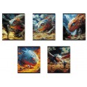 Тетрадь А5, 48л, ErichKrause Cosmo Dragons, клетка, глянцевая ламинация, ассорти