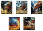 Тетрадь А5, 48л, ErichKrause Cosmo Dragons, клетка, глянцевая ламинация, ассорти