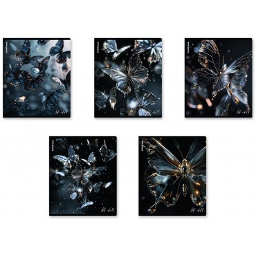 Тетрадь А5, 48л, ErichKrause Glass Butterflies, клетка, матовая ламинация+выборочный УФ-лак, ассорти