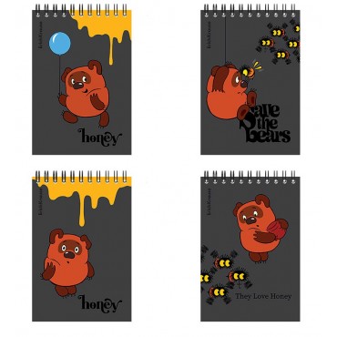 Блокнот на спирали А6, 60 листов, ErichKrause Винни-Пух, клетка_MIX-PACK