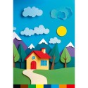 Цветной картон А4 СТАНДАРТ. ДОМИК И ПРИРОДА папка, одностор. 8л. 8 цв. 210х297, мелов.