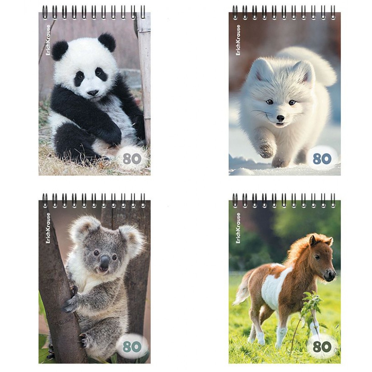 Блокнот на спирали А6, 80 листов, ErichKrause Пушистики, клетка_MIX-PACK