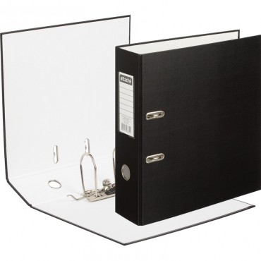 Папка-регистратор с арочн.механизмом, 90мм, черная, на корешке есть карман с этикеткой