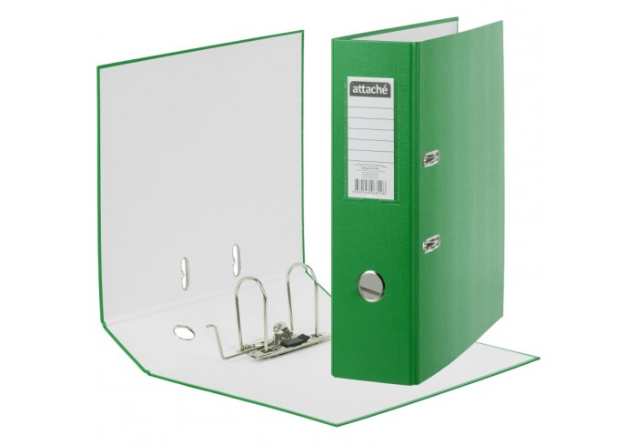 Папка-регистратор с арочн.механизмом, 90мм, зеленая, на корешке есть карман с этикеткой
