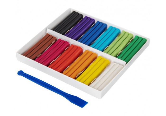 Пластилин мягкий восковой BRAUBERG KIDS, 12 цветов, 180 г, со стеком
