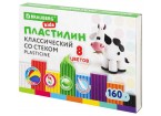 Пластилин классический 8 цветов, 160 г, со стеком BRAUBERG KIDS,