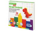 Пластилин 10 цветов классический 200 г, со стеком BRAUBERG KIDS,