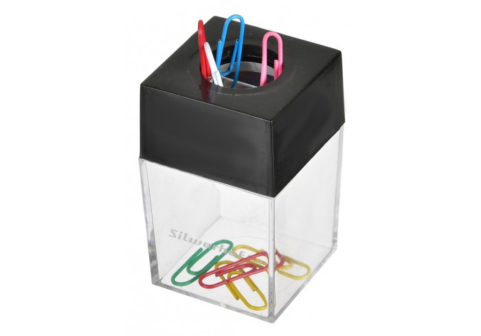 Скрепочница магнитная с наполнением, прозрачная Silwerhof 503001