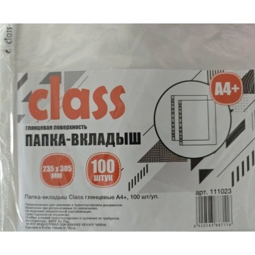 Папка-вкладыш Class глянцевые, А4+, 100 шт/уп