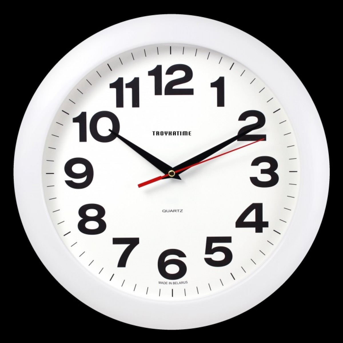 Часы настенные, диаметр 290 мм, стекло минеральное, пластиковый обод, цвет-белый