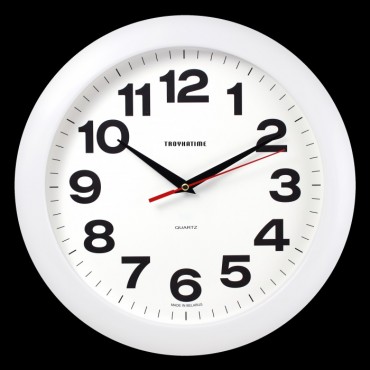 Часы настенные, диаметр 290 мм, стекло минеральное, пластиковый обод, цвет-белый
