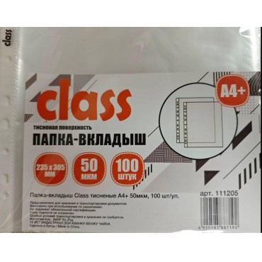 Папка-вкладыш (файлы) Class тисненые А4+, 50мкм, 100шт/уп