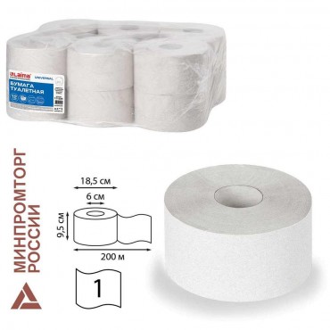 Бумага туалетная 200 м, LAIMA (T2), UNIVERSAL, 1-слойная, цвет натуральный