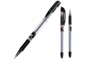 Ручка шар. XTRA-MILE, ЧЕРНЫЙ на масл.основе стерж, прозр.корпус, прорезин.областью захвата