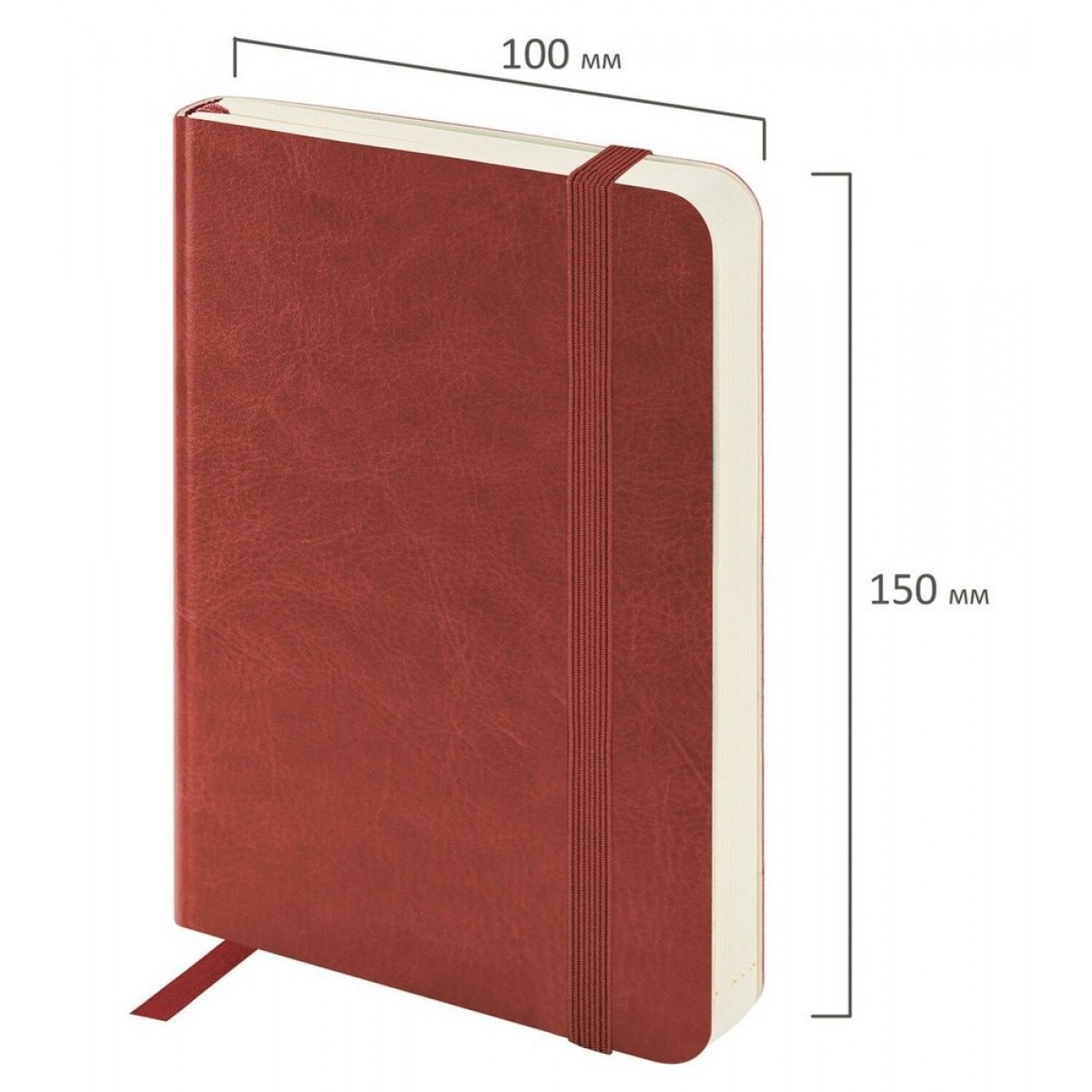 Ежедневник недатированный МАЛЫЙ 100х150мм А6 BRAUBERG под кожу,160л,коричнев