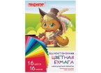 Цветная бумага А4 газетная, 16 листов, 16 цветов, на скобе, ПИФАГОР, 200х280 мм, 
