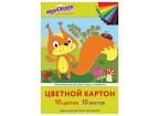 Картон цветной А4 немелованный, 10 листов, 10 цветов, в папке, ЮНЛАНДИЯ, 200х290 мм, 