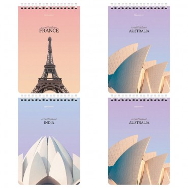 Блокнот А5 (146х206 мм), 80 л., гребень, картон, жесткая подложка, клетка, BRAUBERG, 