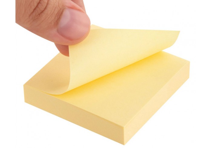 Блок самоклеящийся (стикеры) STAFF STANDARD, ПАСТЕЛЬНЫЙ 51х51 мм, желтый, 100 листов