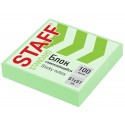 Блок самоклеящийся (стикеры) STAFF STANDARD, ПАСТЕЛЬНЫЙ 51х51 мм, зеленый, 100 листов