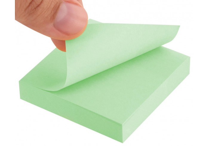 Блок самоклеящийся (стикеры) STAFF STANDARD, ПАСТЕЛЬНЫЙ 51х51 мм, зеленый, 100 листов