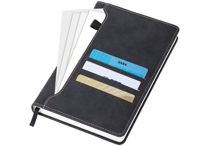 Ежедневник недатированный А5 138х213мм BRAUBERG Slot, под кожу, держатель для ручки, 160 листов, чер