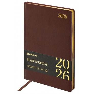 Ежедневник датиров. 2026 БОЛЬШОЙ ФОРМАТ 210х297 мм, А4, BRAUBERG 