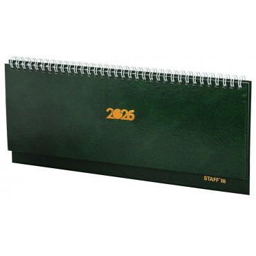 Планинг датированный 2026 300х130 мм, STAFF, гребень, обложка бумвинил, 64 л., зеленый,