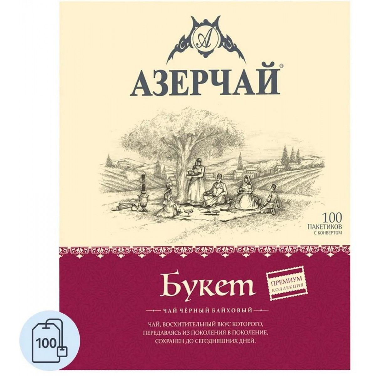 Чай Азерчай Premium Collection Buket черн.байх с кон., 100пакx1,8гр