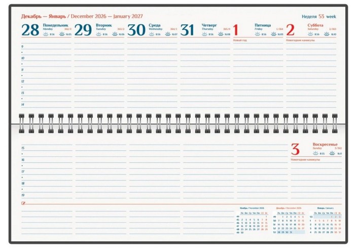 Планинг датированный 2027, 305х140 мм, GALANT 