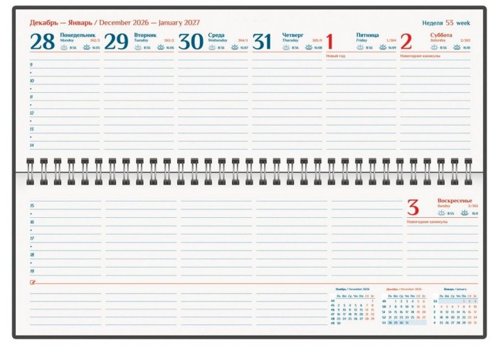 Планинг датированный 2027, 305х140 мм, GALANT 