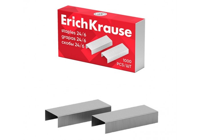Скобы №24/6 ErichKrause (коробка 1000 шт.)