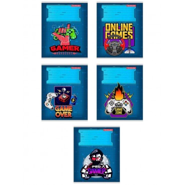 Тетрадь клетка А5 12л. ХАРДКОРНЫЙ ГЕЙМЕ, цветная мелов.обложка, 5 дизайнов