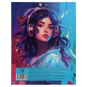 Тетрадь клетка А5 120л. ДЕВУШКА С НАУШНИКАМИ (на кольцах) твин-лак, холодная фольга