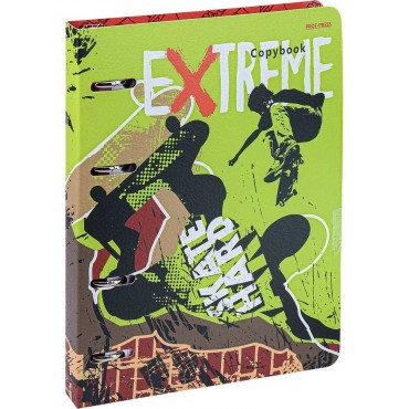 Тетрадь клетка А5 120л. ЭКСТРЕМАЛЬНЫЙ СПОРТ - 2, на кольцах, с перфорац, интегр. Обложка 4+4 мат. ла