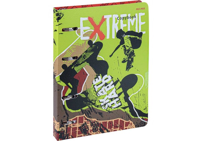 Тетрадь клетка А5 120л. ЭКСТРЕМАЛЬНЫЙ СПОРТ - 2, на кольцах, с перфорац, интегр. Обложка 4+4 мат. ла