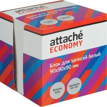 Блок для записей в подставке Attache Economy 9х9х9, белый,65 г, 92% белизны