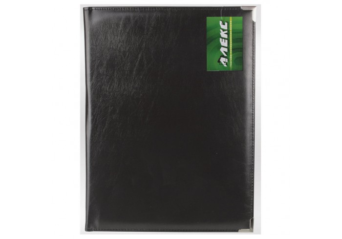 Папка адресная из кожзама без надписи, формат А4, 33х25х2 см, черная