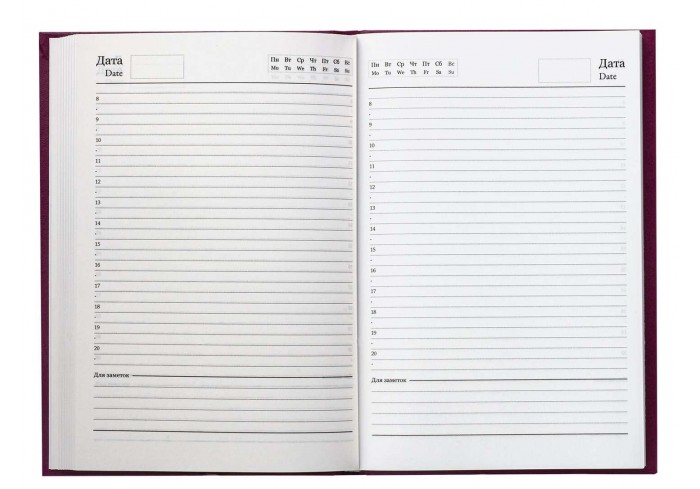 Ежедневник недатированный А5 145х215 мм BRAUBERG бумвинил, 160 л., бордовый