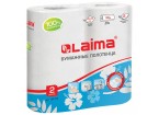 Полотенца бумажные бытовые, спайка 2 шт., 2-х слойные, (2х30 м), LAIMA, 22х23 см, белые,