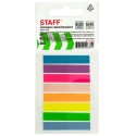 Закладки клейкие неоновые STAFF, 45х8 мм, 160 штук (8 цветов х 20 листов), на пластиковом основании