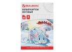 Картон белый А4 немелованный (матовый), 8 листов, 200г/м2, в папке, BRAUBERG, 200х290 мм, 