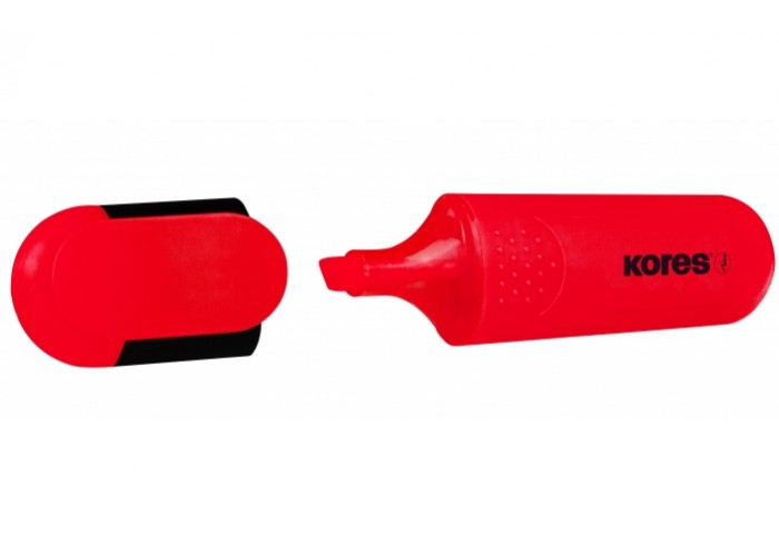 Маркер текстовыделитель Kores BRIGHT LINER PLUS,скош након, 0,5-5 мм, красн,36107