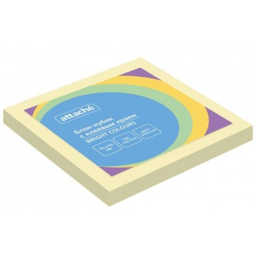 Бумага для заметок с клеев.краем 76х76 пастел.желтый 100л ATTACHE Bright colours