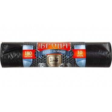 Мешки для мусора ПВД 180л 60мкм 10шт/рул черн 90х110см Броня