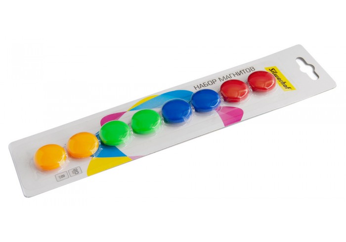 Магниты для досок пластик ассорти d 20мм круглый (упак.:8шт) Silwerhof Classic